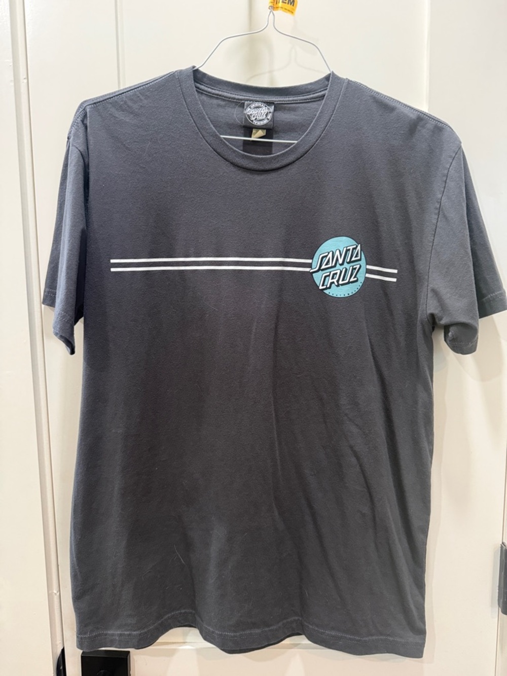 Santa Cruz Skateboards Charcoal Tee with Turquoise Logo